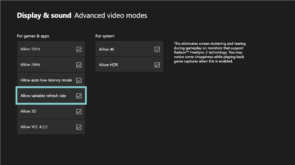 xbox one freesync now